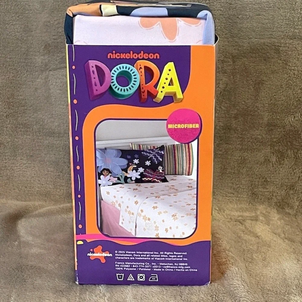 Nickelodeon Dora the Explorer 4 Piece Full Sheet Set Microfiber Bedding Floral